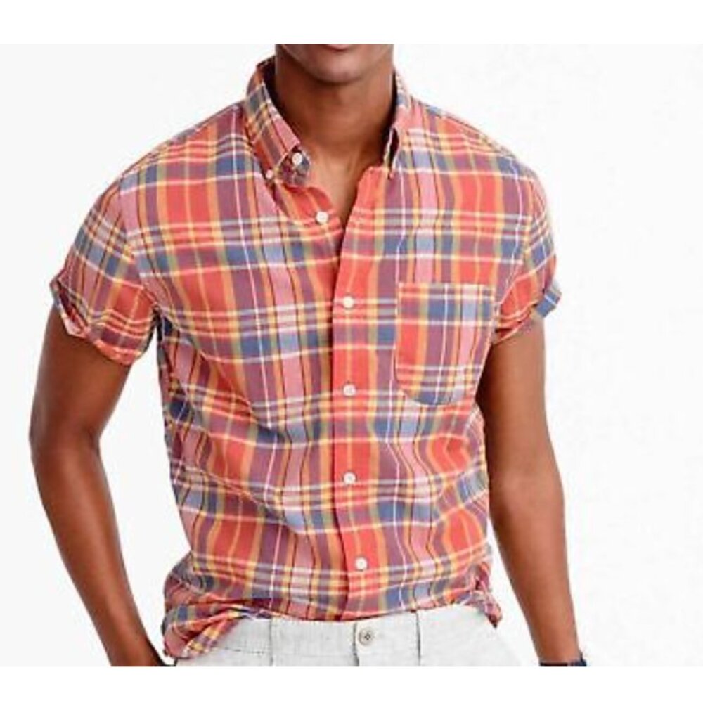 J. Crew Guava Indian Madras Shirt  - size small